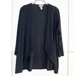 Easywear by Chicos Black Ribbed Cardigan Size 1 (Medium) 3/4 Sleeves